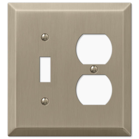 Century Brushed Bronze Steel - 1 Toggle / 1 Duplex Wallplate - Wallplate Warehouse 163TDBZ 070686574652 1 Toggle / 1 Duplex