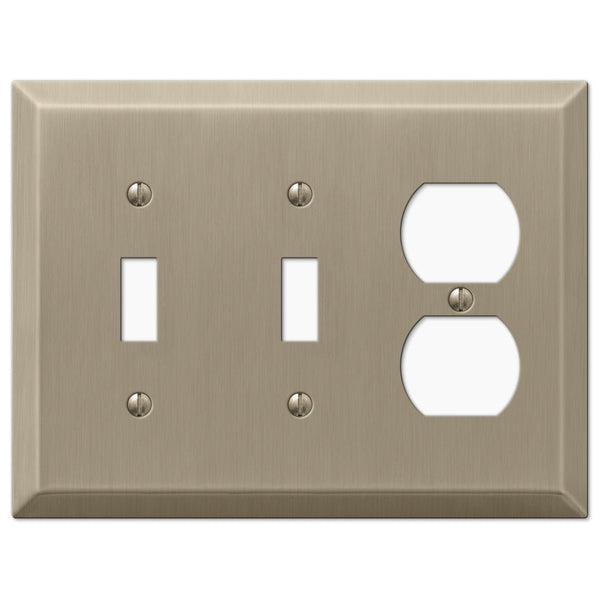 Century Brushed Bronze Steel - 2 Toggle / 1 Duplex Wallplate - Wallplate Warehouse 163TTDBZ 070686574706 2 Toggle / 1 Duplex