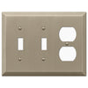 Century Brushed Bronze Steel - 2 Toggle / 1 Duplex Wallplate - Wallplate Warehouse 163TTDBZ 070686574706 2 Toggle / 1 Duplex