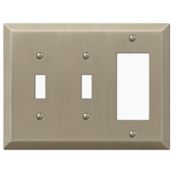 Century Brushed Bronze Steel - 2 Toggle / 1 Rocker Wallplate - Wallplate Warehouse 163TTRBZ 070686574713 2 Toggle / 1 Rocker