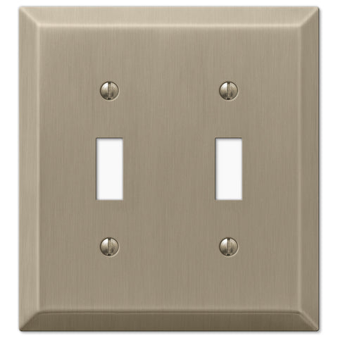 Century Brushed Bronze Steel - 2 Toggle Wallplate - Wallplate Warehouse 163TTBZ 070686574645 2 Toggle