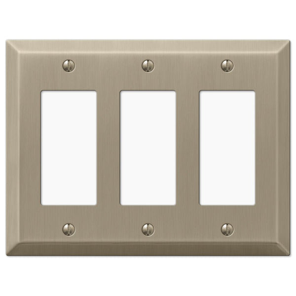 Century Brushed Bronze Steel - 3 Rocker Wallplate - Wallplate Warehouse 163RRRBZ 070686574737 3 Rocker