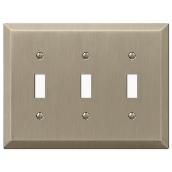 Century Brushed Bronze Steel - 3 Toggle Wallplate - Wallplate Warehouse 163TTTBZ 070686574720 3 Toggle