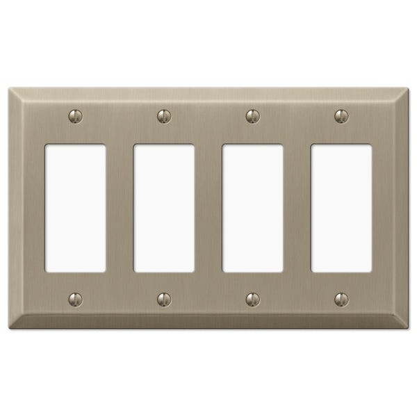 Century Brushed Bronze Steel - 4 Rocker Wallplate - Wallplate Warehouse 163R4BZ 070686574751 4 Rocker