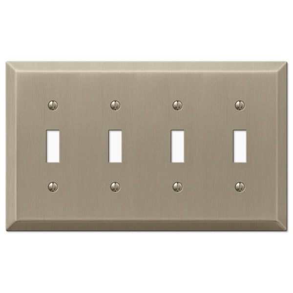 Century Brushed Bronze Steel - 4 Toggle Wallplate - Wallplate Warehouse 163T4BZ 070686574744 4 Toggle