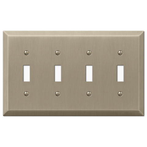 Century Brushed Bronze Steel - 4 Toggle Wallplate - Wallplate Warehouse 163T4BZ 070686574744 4 Toggle