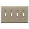 Century Brushed Bronze Steel - 4 Toggle Wallplate - Wallplate Warehouse 163T4BZ 070686574744 4 Toggle