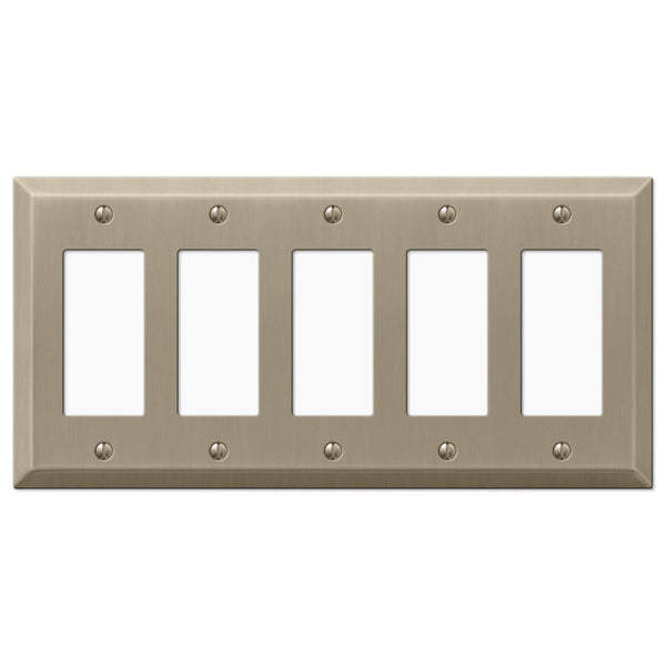 Century Brushed Bronze Steel - 5 Rocker Wallplate - Wallplate Warehouse 163R5BZ 070686574775 5 Rocker