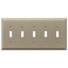 Century Brushed Bronze Steel - 5 Toggle Wallplate - Wallplate Warehouse 163T5BZ 070686574768 5 Toggle