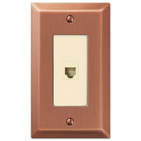 Century Brushed Copper Steel - 1 Phone Jack Wallplate - Wallplate Warehouse 163PHAC 070686580448 Phone Jacks