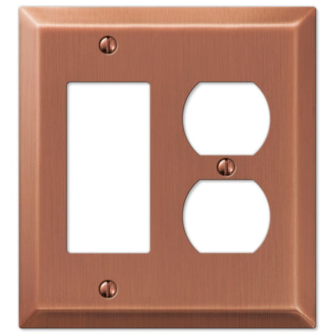 Century Brushed Copper Steel - 1 Rocker / 1 Duplex Wallplate - Wallplate Warehouse 163RDAC 070686578445 1 Rocker / 1 Duplex