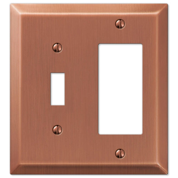 Century Brushed Copper Steel - 1 Toggle / 1 Rocker Wallplate - Wallplate Warehouse 163TRAC 070686569429 1 Toggle / 1 Rocker