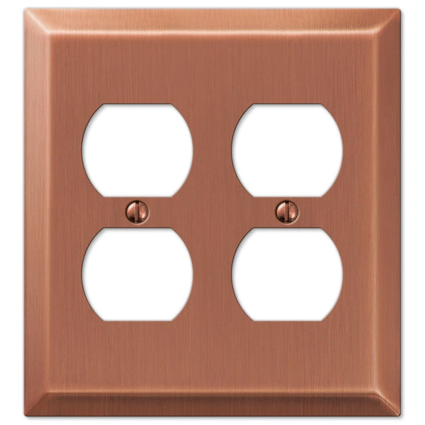 Century Brushed Copper Steel - 2 Duplex Wallplate - Wallplate Warehouse 163DDAC 070686569436 2 Duplex