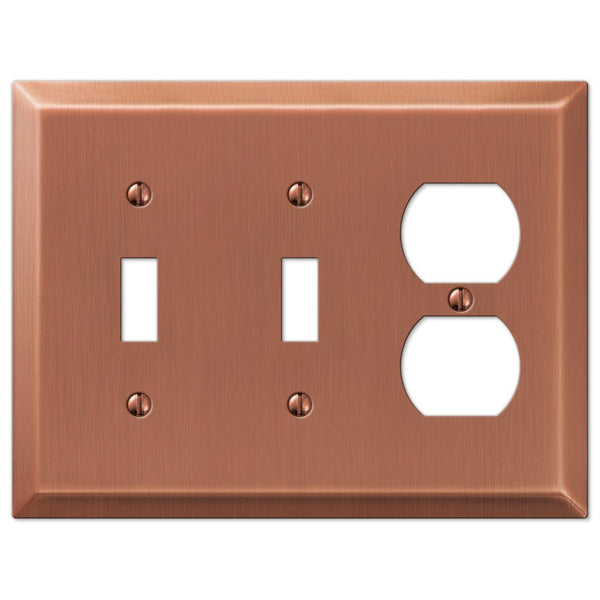Century Brushed Copper Steel - 2 Toggle / 1 Duplex Wallplate - Wallplate Warehouse 163TTDAC 070686578469 2 Toggle / 1 Duplex