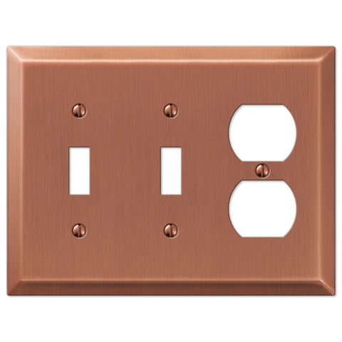 Century Brushed Copper Steel - 2 Toggle / 1 Duplex Wallplate - Wallplate Warehouse 163TTDAC 070686578469 2 Toggle / 1 Duplex