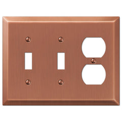 Century Brushed Copper Steel - 2 Toggle / 1 Duplex Wallplate