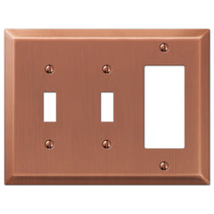 Century Brushed Copper Steel - 2 Toggle / 1 Rocker Wallplate