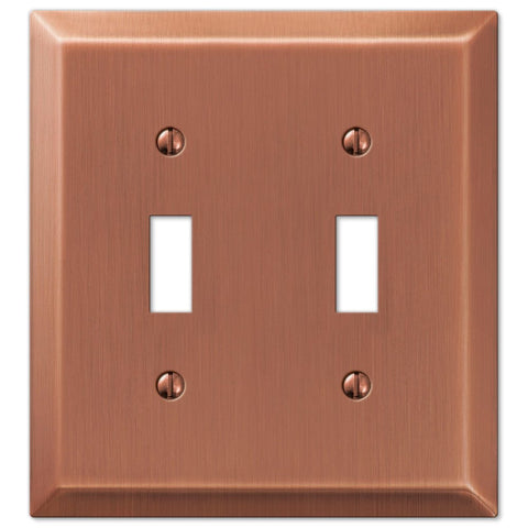 Century Brushed Copper Steel - 2 Toggle Wallplate - Wallplate Warehouse 163TTAC 070686569313 2 Toggle