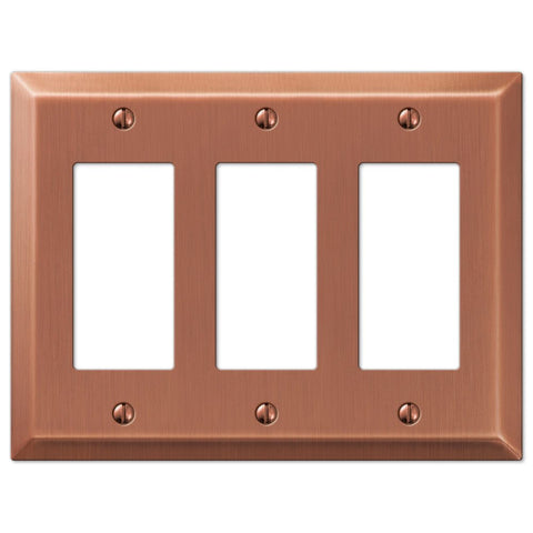 Century Brushed Copper Steel - 3 Rocker Wallplate - Wallplate Warehouse 163RRRAC 070686569450 3 Rocker