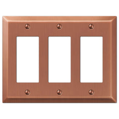 Century Brushed Copper Steel - 3 Rocker Wallplate