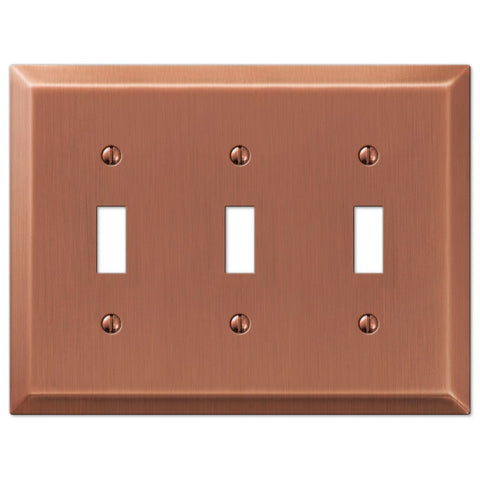Century Brushed Copper Steel - 3 Toggle Wallplate - Wallplate Warehouse 163TTTAC 070686569443 3 Toggle