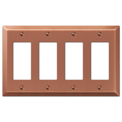 Century Brushed Copper Steel - 4 Rocker Wallplate