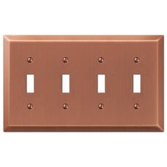 Century Brushed Copper Steel - 4 Toggle Wallplate