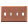 Century Brushed Copper Steel - 4 Toggle Wallplate - Wallplate Warehouse 163T4AC 070686578483 4 Toggle