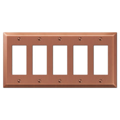 Century Brushed Copper Steel - 5 Rocker Wallplate
