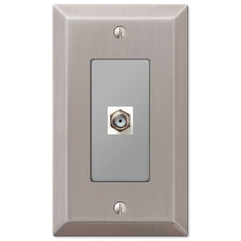 Century Brushed Nickel Steel - 1 Cable Jack Wallplate - Wallplate Warehouse 163CXBN 070686580394 Cable Jacks