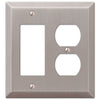Century Brushed Nickel Steel - 1 Rocker / 1 Duplex Wallplate - Wallplate Warehouse 163RDBN 070686574539 1 Rocker / 1 Duplex