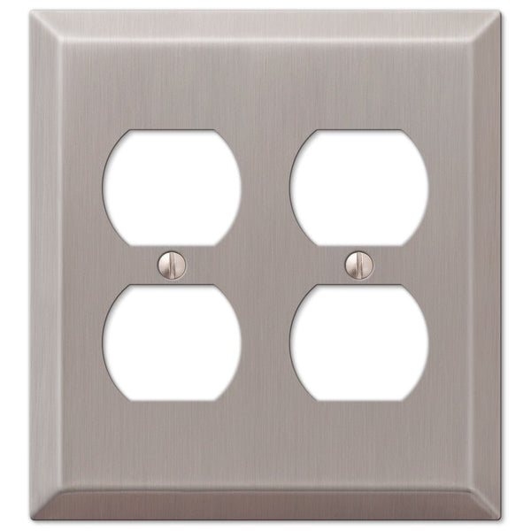 Century Brushed Nickel Steel - 2 Duplex Wallplate - Wallplate Warehouse 163DDBN 070686569375 2 Duplex