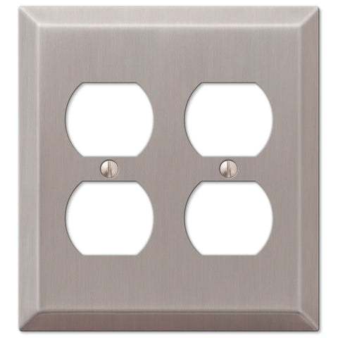 Century Brushed Nickel Steel - 2 Duplex Wallplate - Wallplate Warehouse 163DDBN 070686569375 2 Duplex