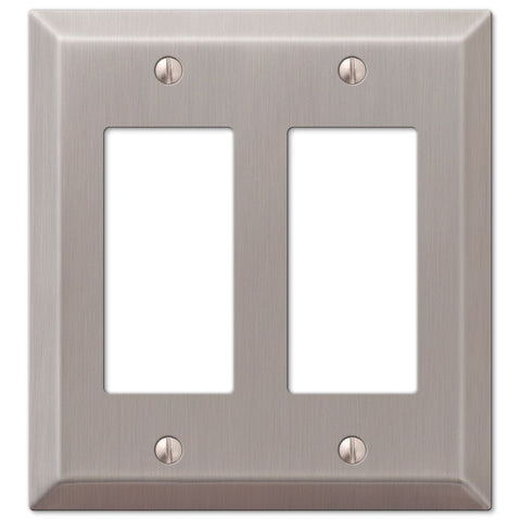 Century Brushed Nickel Steel - 2 Rocker Wallplate - Wallplate Warehouse 163RRBN 070686569290 2 Rocker