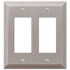Century Brushed Nickel Steel - 2 Rocker Wallplate - Wallplate Warehouse 163RRBN 070686569290 2 Rocker