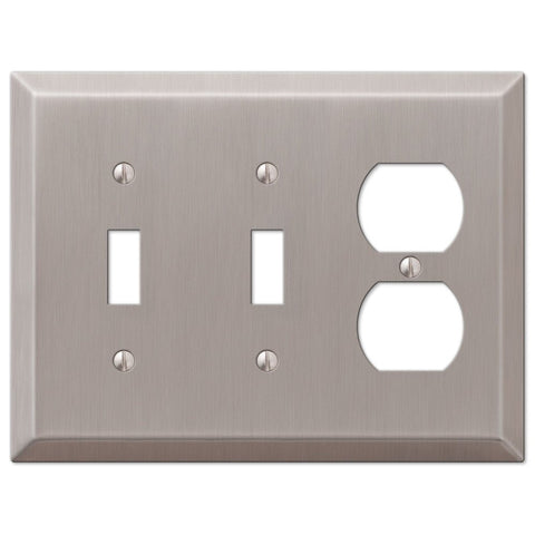 Century Brushed Nickel Steel - 2 Toggle / 1 Duplex Wallplate - Wallplate Warehouse 163TTDBN 070686574546 2 Toggle / 1 Duplex