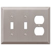 Century Brushed Nickel Steel - 2 Toggle / 1 Duplex Wallplate - Wallplate Warehouse 163TTDBN 070686574546 2 Toggle / 1 Duplex