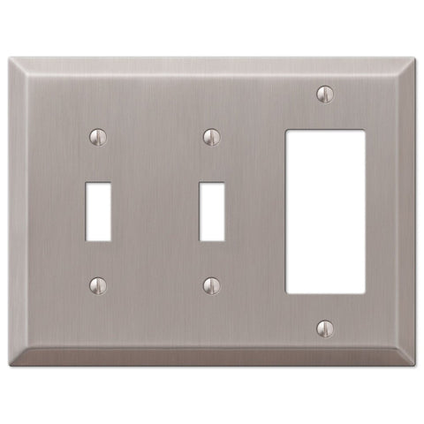 Century Brushed Nickel Steel - 2 Toggle / 1 Rocker Wallplate - Wallplate Warehouse 163TTRBN 070686574553 2 Toggle / 1 Rocker
