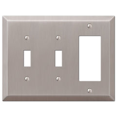 Century Brushed Nickel Steel - 2 Toggle / 1 Rocker Wallplate