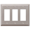 Century Brushed Nickel Steel - 3 Rocker Wallplate - Wallplate Warehouse 163RRRBN 070686569399 3 Rocker
