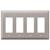 Century Brushed Nickel Steel - 4 Rocker Wallplate - Wallplate Warehouse 163R4BN 070686574577 4 Rocker