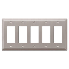 Century Brushed Nickel Steel - 5 Rocker Wallplate