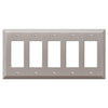 Century Brushed Nickel Steel - 5 Rocker Wallplate - Wallplate Warehouse 163R5BN 070686574591 5 Rocker