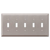 Century Brushed Nickel Steel - 5 Toggle Wallplate - Wallplate Warehouse 163T5BN 070686574584 5 Toggle