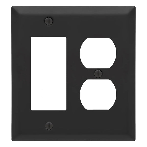Century Matte Black Steel - 1 Rocker/1 Duplex - Wallplate Warehouse 163RDMB - B 070686020296 1 Toggle / 1 Duplex