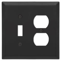 Century Matte Black Steel - 1 Toggle / 1 Duplex Wallplate