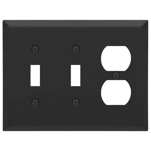 Century Matte Black Steel - 2 Toggle/1 Duplex - Wallplate Warehouse 163TTDMB - B 070686020319 3 Rocker