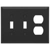 Century Matte Black Steel - 2 Toggle/1 Duplex - Wallplate Warehouse 163TTDMB - B 070686020319 3 Rocker
