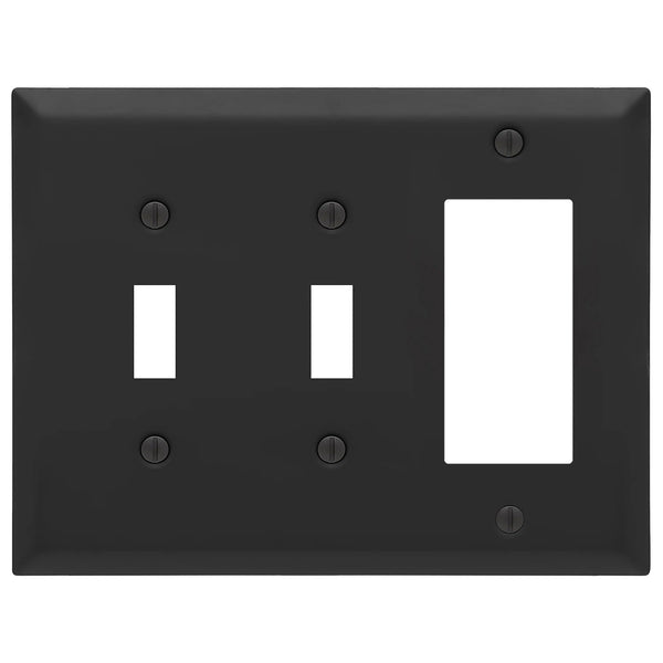 Century Matte Black Steel - 2 Toggle/1 Rocker - Wallplate Warehouse 163TTRMB - B 070686020326 3 Rocker