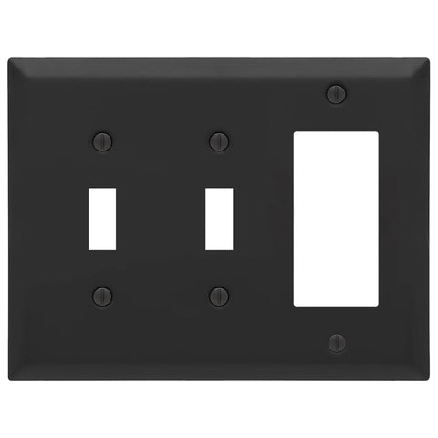 Century Matte Black Steel - 2 Toggle/1 Rocker - Wallplate Warehouse 163TTRMB - B 070686020326 3 Rocker